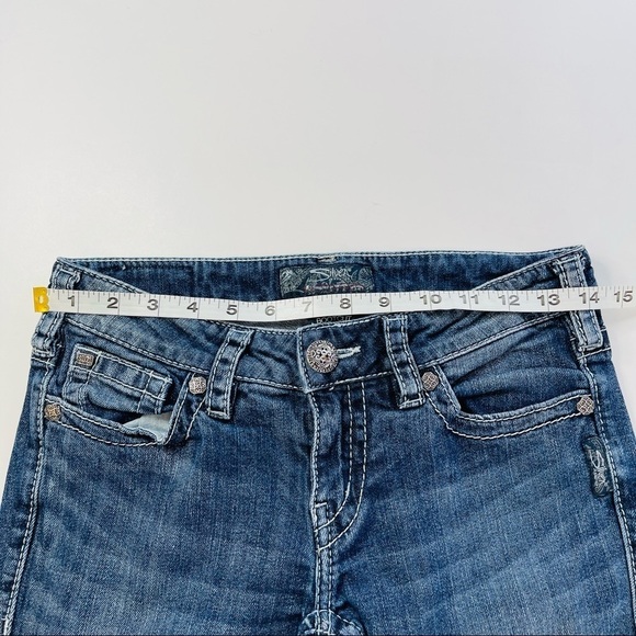 Silver Aiko Bootcut Jeans Size 27 Thick Stitch Cowboy‎ Rodeo Distressed - Picture 8 of 11